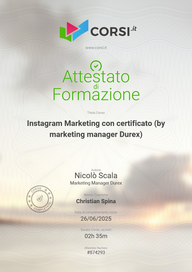 Instagram Marketing con certificato